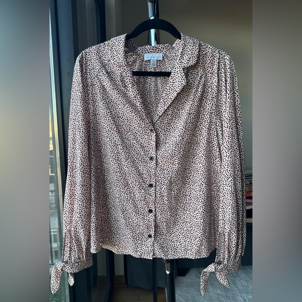 Topshop Black and White Patterned Blouse